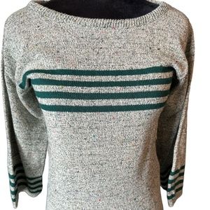 Vintage Penrose Speckled Striped Green Sweater Women's 3/4 Sleeve Size XS/S